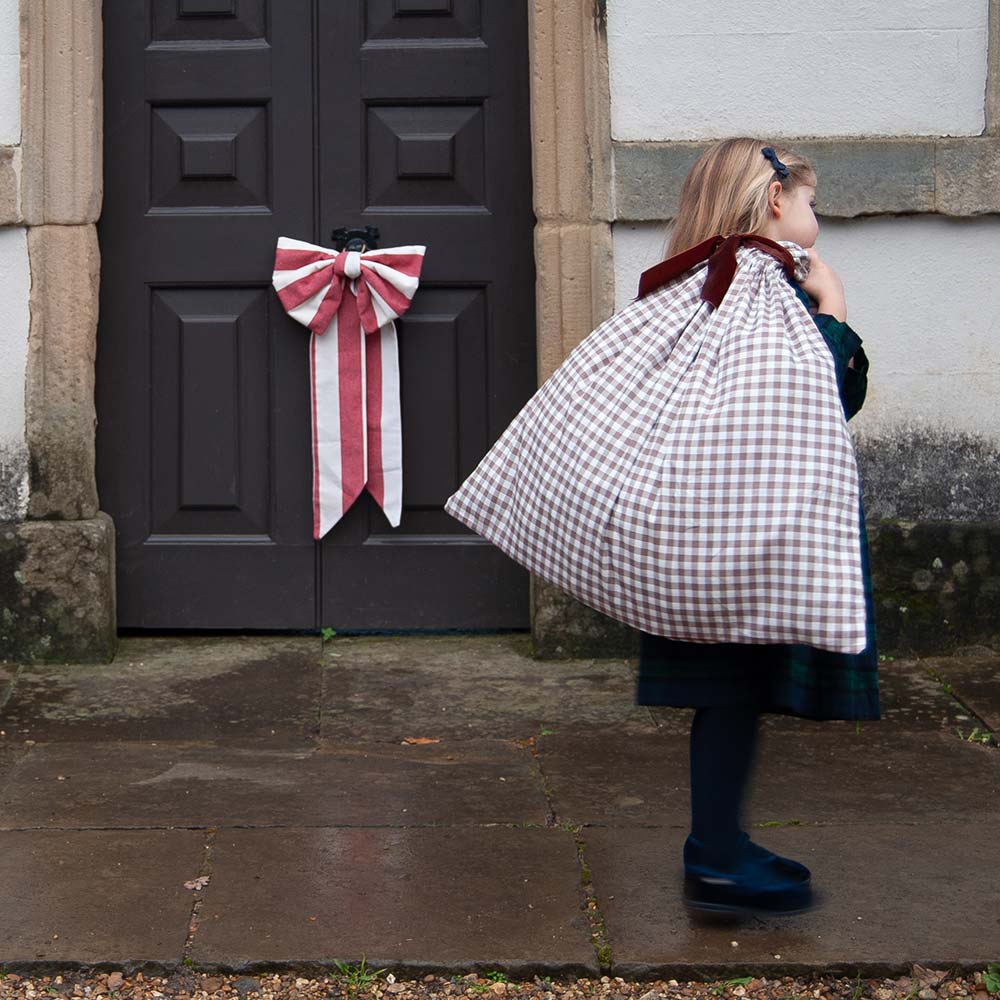 Gingham Santa Sack - Rich Chestnut