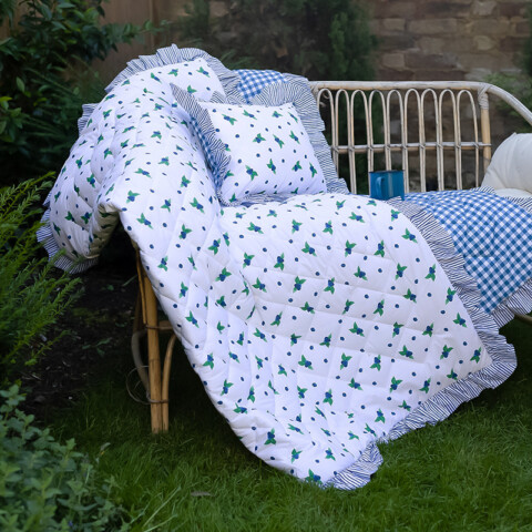The Blueberry Orchard – Ruffled Quilt and Pillow Set